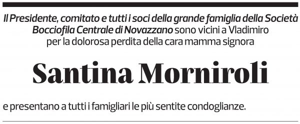 Annuncio funebre Santina Morniroli