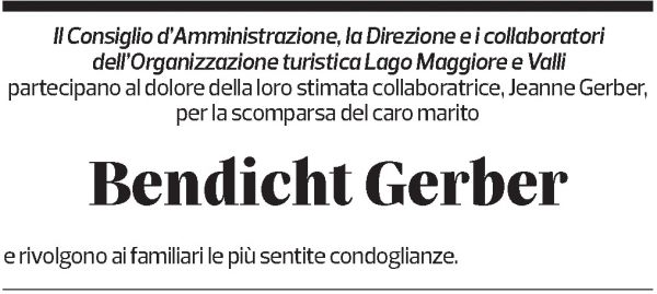 Annuncio funebre Bendicht Gerber