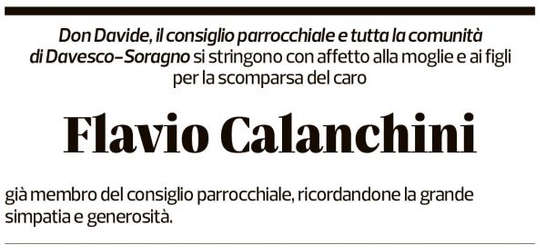 Annuncio funebre Flavio Calanchini