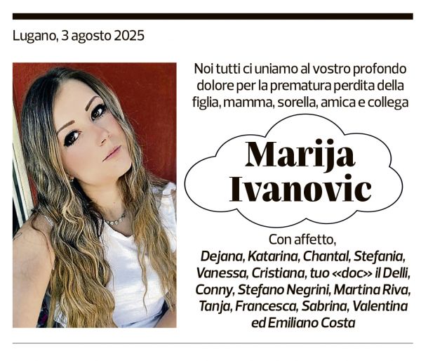 Annuncio funebre Marija Ivanovic
