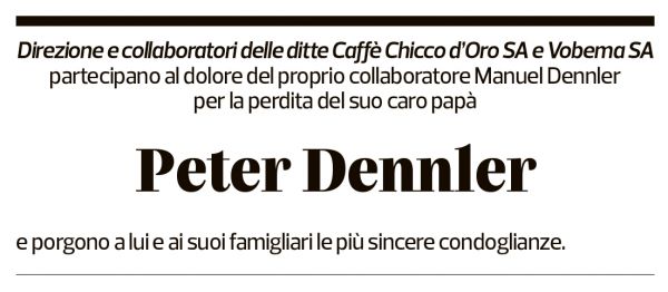 Annuncio funebre Peter Dennler
