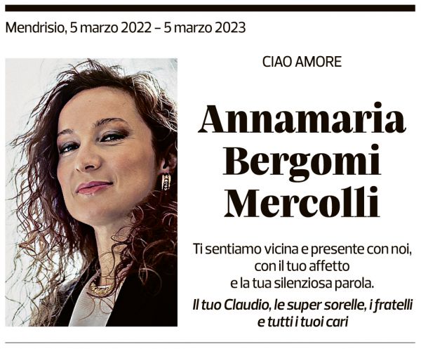 Annuncio funebre Annamaria Bergomi Mecolli