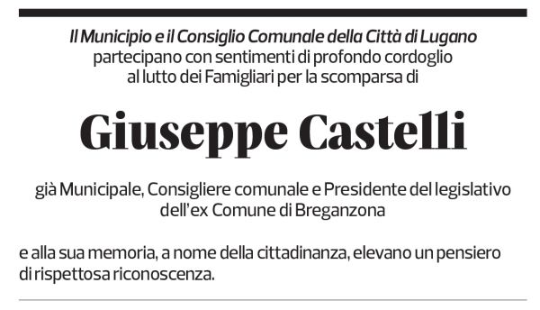 Annuncio funebre Giusepppe Castelli