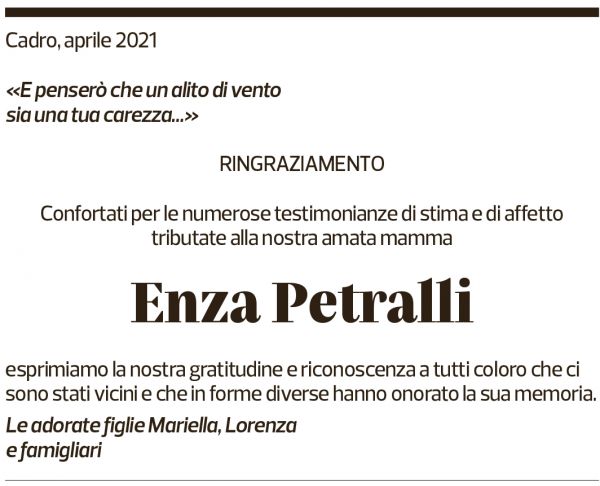 Annuncio funebre Enza Petralli