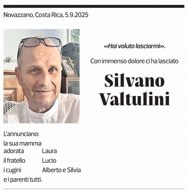 Annuncio funebre Silvano Valtulini