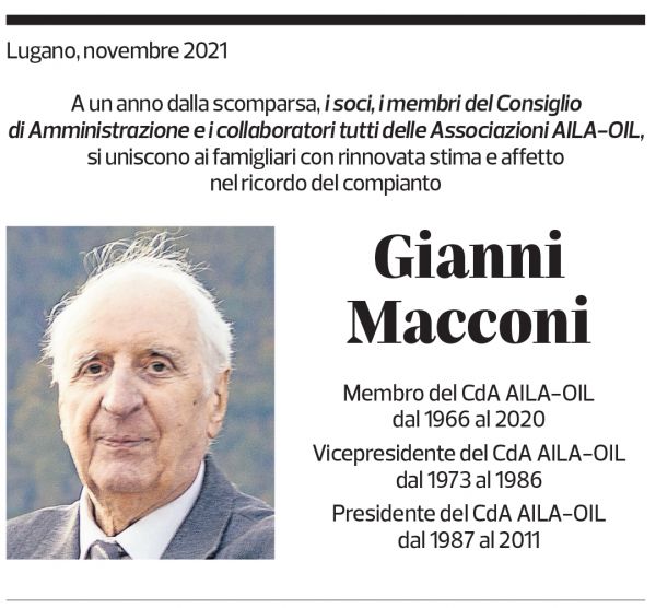 Annuncio funebre Gianni Macconi