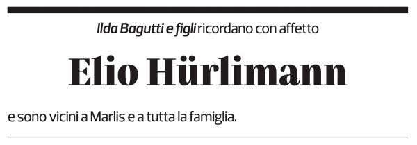 Annuncio funebre Elio Hürlimann