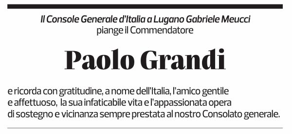 Annuncio funebre Paolo Grandi