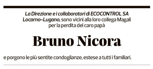 Annuncio funebre Bruno Nicora