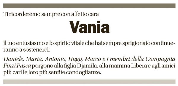 Annuncio funebre Vania Luraschi Beretta-piccoli