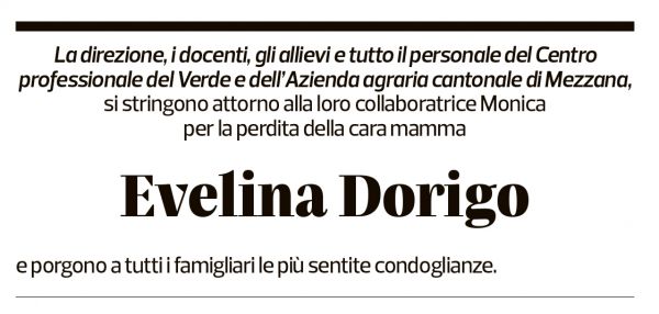 Annuncio funebre Evelina Dorigo