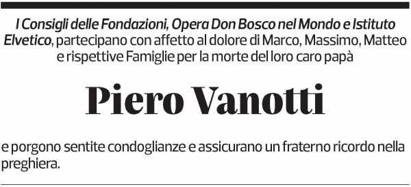 Annuncio funebre Piero Vanotti