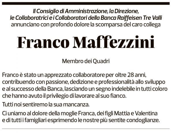 Annuncio funebre Franco Maffezzini