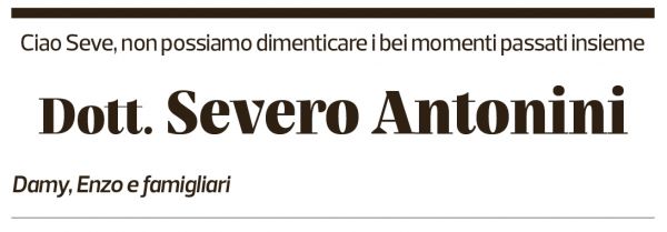 Annuncio funebre Severo Antonini