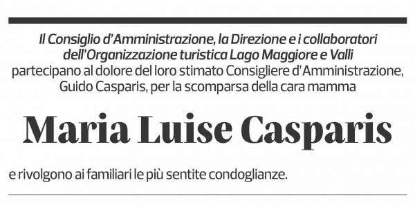 Annuncio funebre Maria Luise Casparis