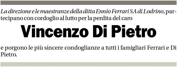 Annuncio funebre Vincenzo Di Pietro