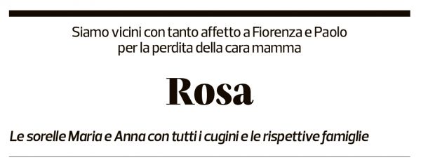 Annuncio funebre Rosa Pianezzi