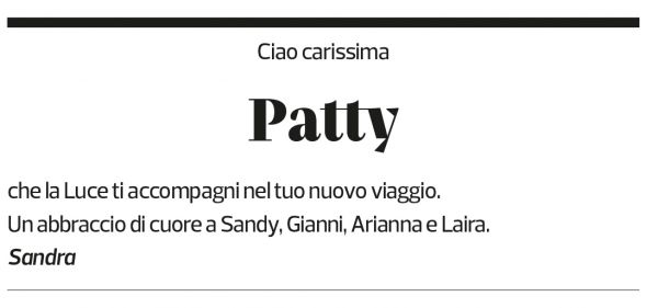 Annuncio funebre Patricia Nicole Altermatt Bordoli
