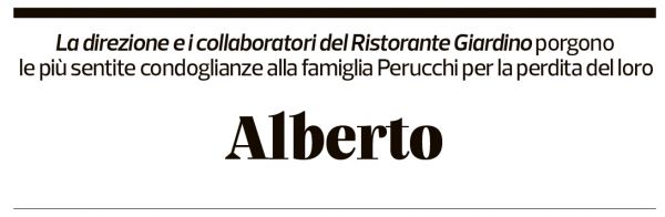 Annuncio funebre Alberto Perucchi