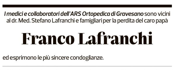 Annuncio funebre Franco Lafranchi