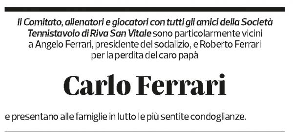 Annuncio funebre Carlo Ferrari