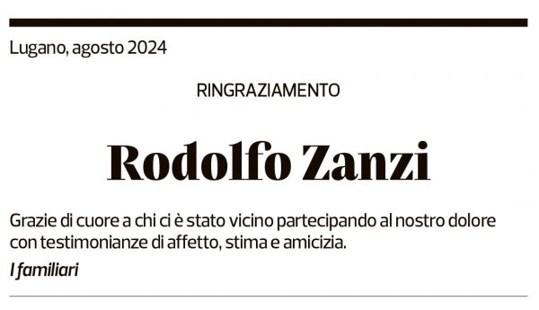 Annuncio funebre Rodolfo Zanzi