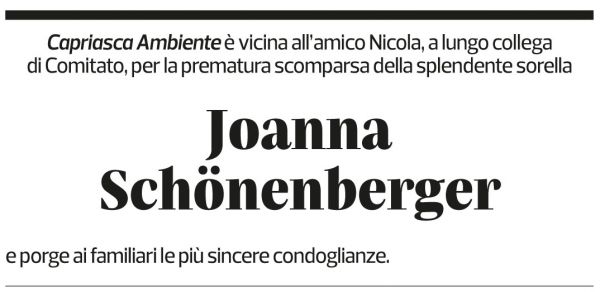 Annuncio funebre Joanna Schönenberger