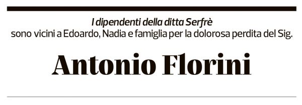 Annuncio funebre Antonio Florini