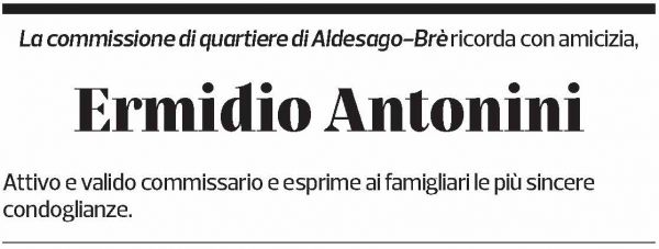 Annuncio funebre Ermidio Antonini