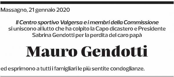 Annuncio funebre Mauro Gendotti