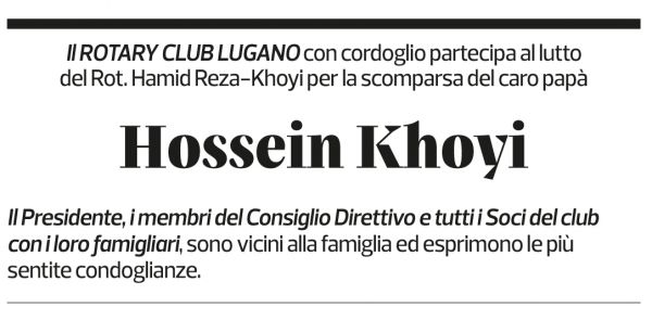 Annuncio funebre Hossein Khoyi