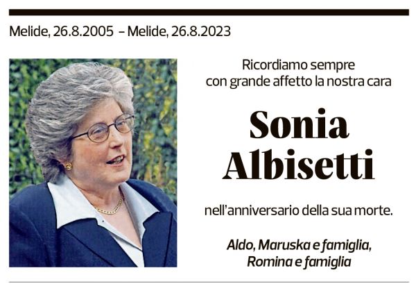 Annuncio funebre Sonia Albisetti