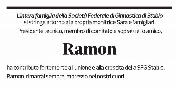 Annuncio funebre Ramon Martignoni