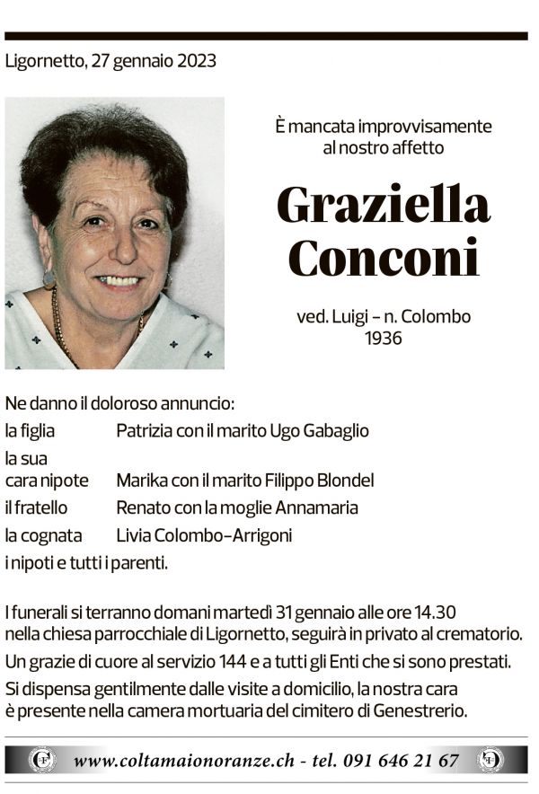 Annuncio funebre Graziella Conconi