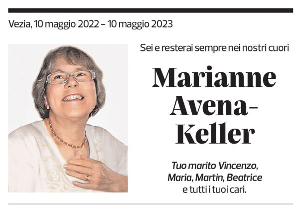 Annuncio funebre Marianne Avena-keller