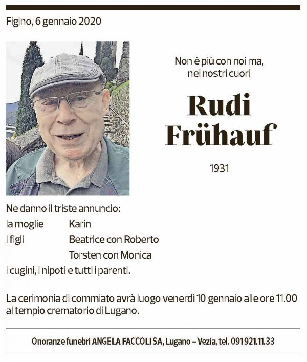 Annuncio funebre Rudy Frühauf