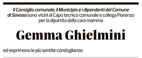 Annuncio funebre Gemma Ghielmini