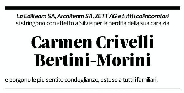 Annuncio funebre  Crivelli Bertini-morini