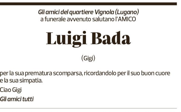 Annuncio funebre Luigi Bada