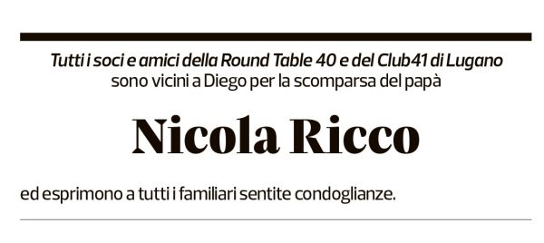 Annuncio funebre Nicola Ricco