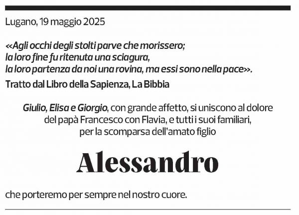 Annuncio funebre Alessandro Cuzzocrea