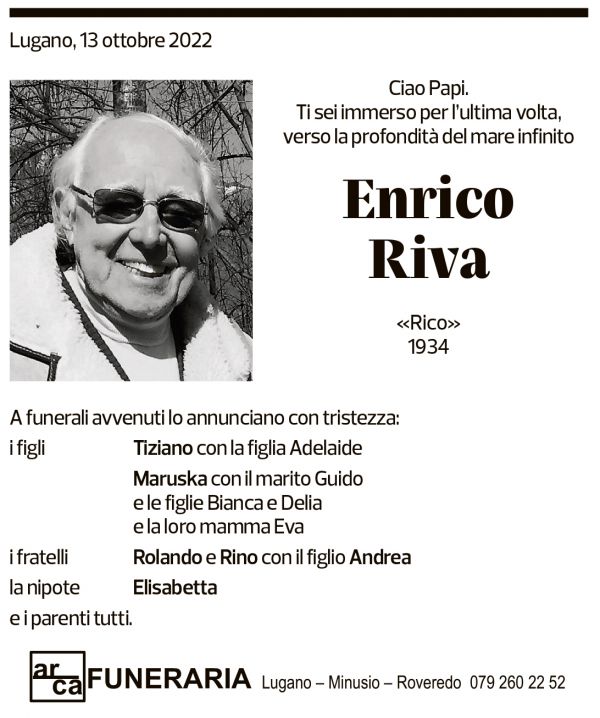 Annuncio funebre Enrico Riva