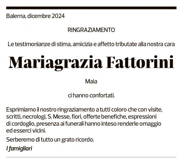 Annuncio funebre Mariagrazia Fattorini