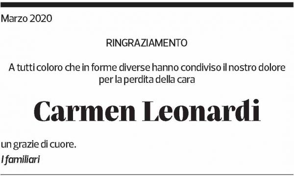Annuncio funebre Carmen Leonardi