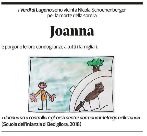 Annuncio funebre Joanna Schoenenberger