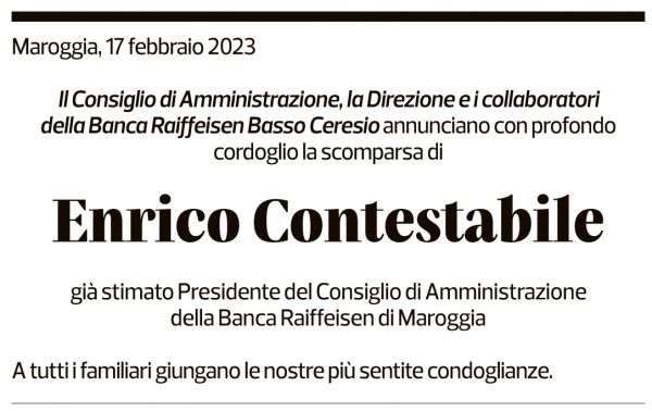 Annuncio funebre Enrico Contestabile