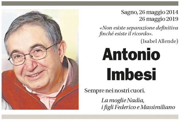 Annuncio funebre Antonio Imbesi