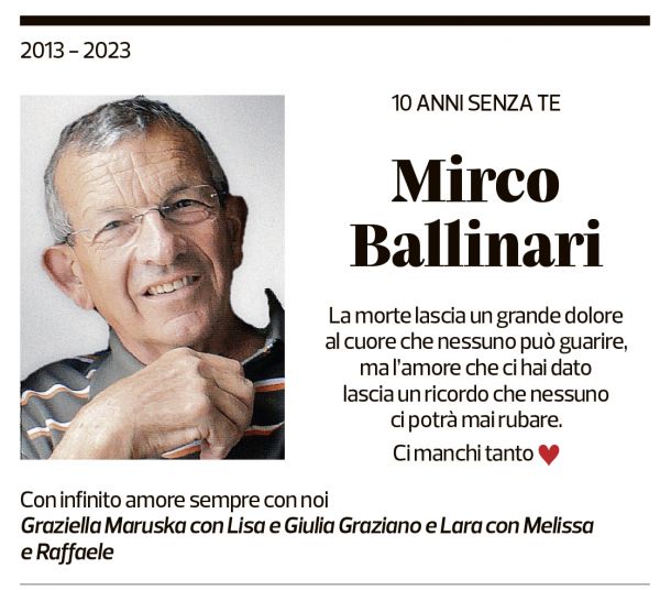 Annuncio funebre Mirco Ballinari