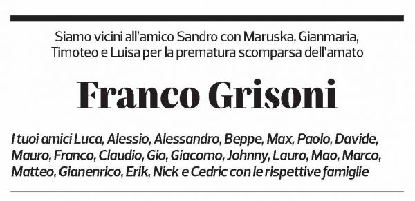 Annuncio funebre Franco Grisoni