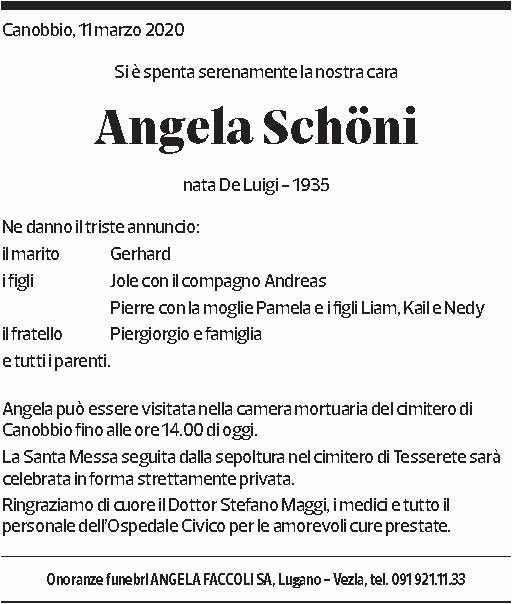 Annuncio funebre Angela Schöni